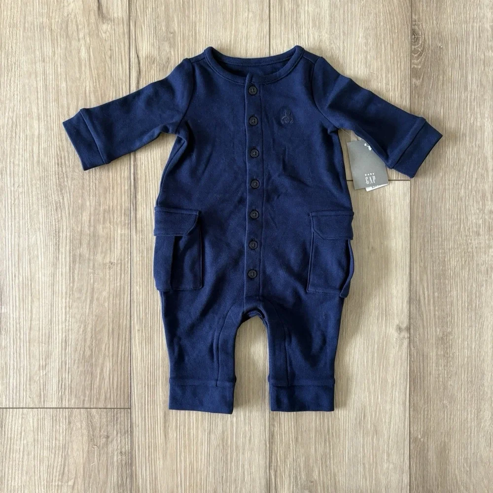 NWT Baby Gap One Piece Toddler Boys‎ 0-3 Months Button Bear Blue
